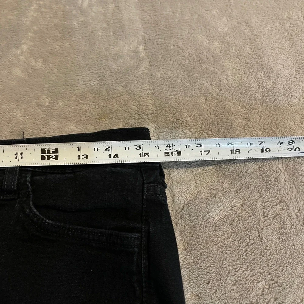 NYDJ Tummy Tuck Jeans Womens 10 Black Wide Leg Flare High Rise Denim 31x32